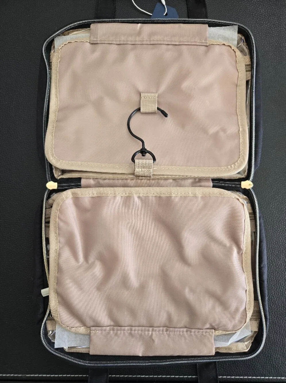 BAGSMART Quilted Black Travel Cosmetic Case with Front Pocket
